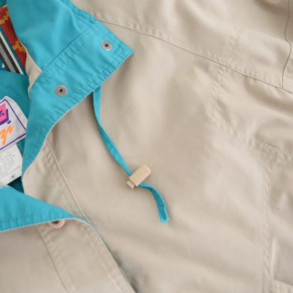 Vintage 90's Innovations By Izzi Tan & Teal Button  Up Windbreaker Jacket Medium - Picture 13 of 16